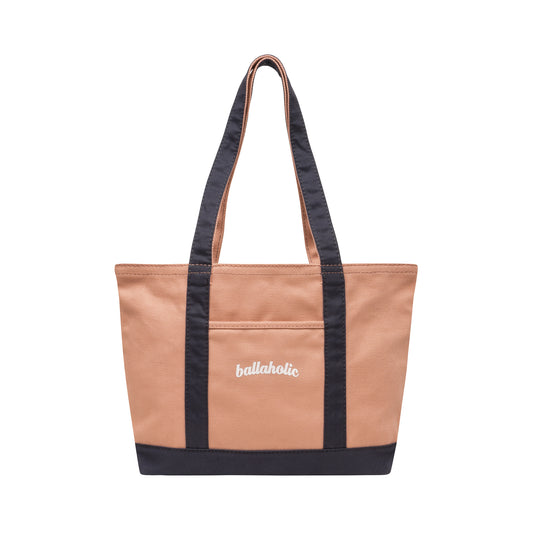 Ball On Journey Logo Canvas Tote Bag (dusty rose/navy) M