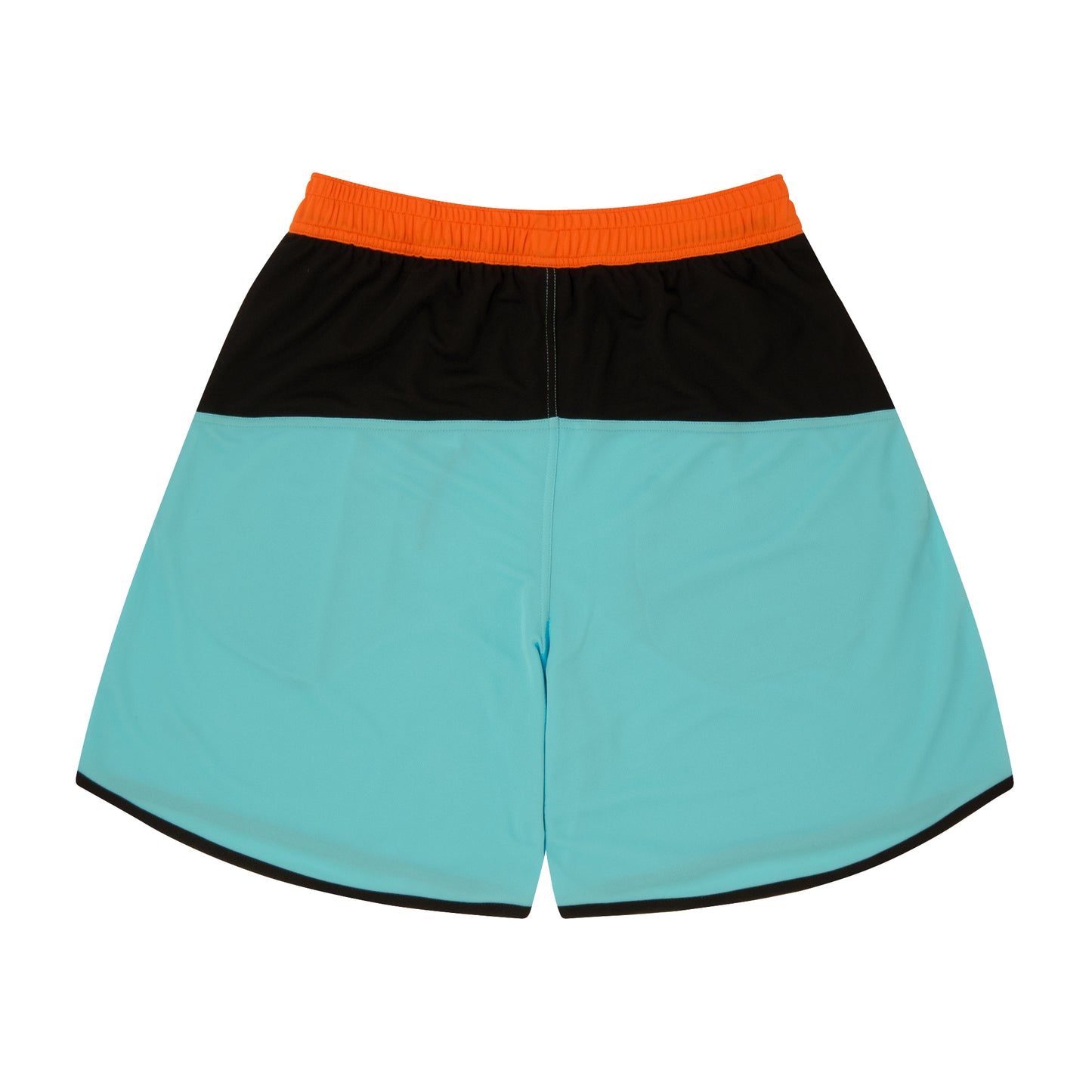 Color Blocked Zip Shorts (aqua blue/black/orange)