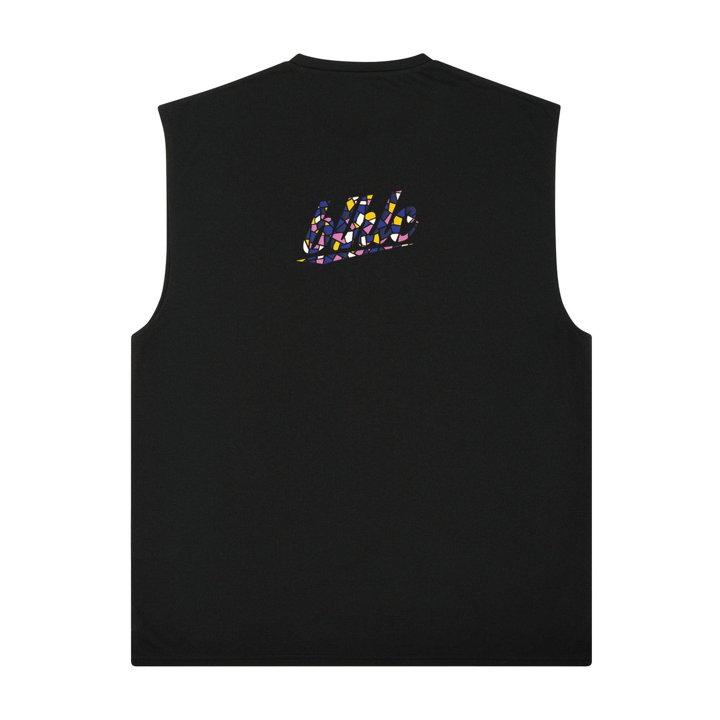 blhlc Back Print No Sleeve Tops (black/flower pink mosaic)