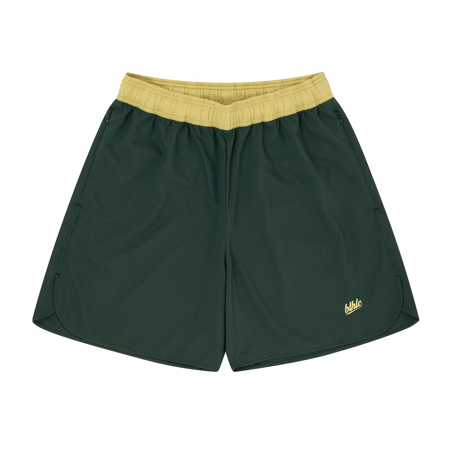 The Neighborhood Classic Zip Shorts (dark green/beige)