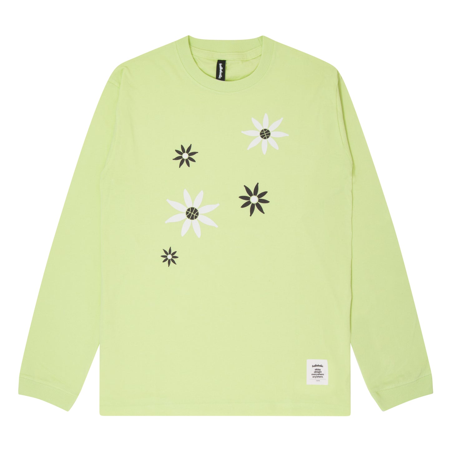 Ball Panel Flower Long Tee (milky lime)