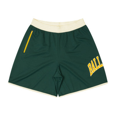 College Logo Single Pocket Shorts (dark green/ivory) – ballaholic