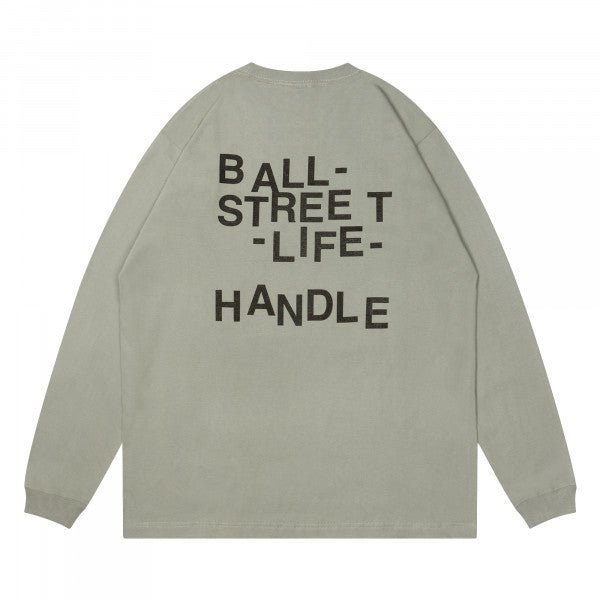 L-I-FE Back Print Long Tee (stone gray/black)