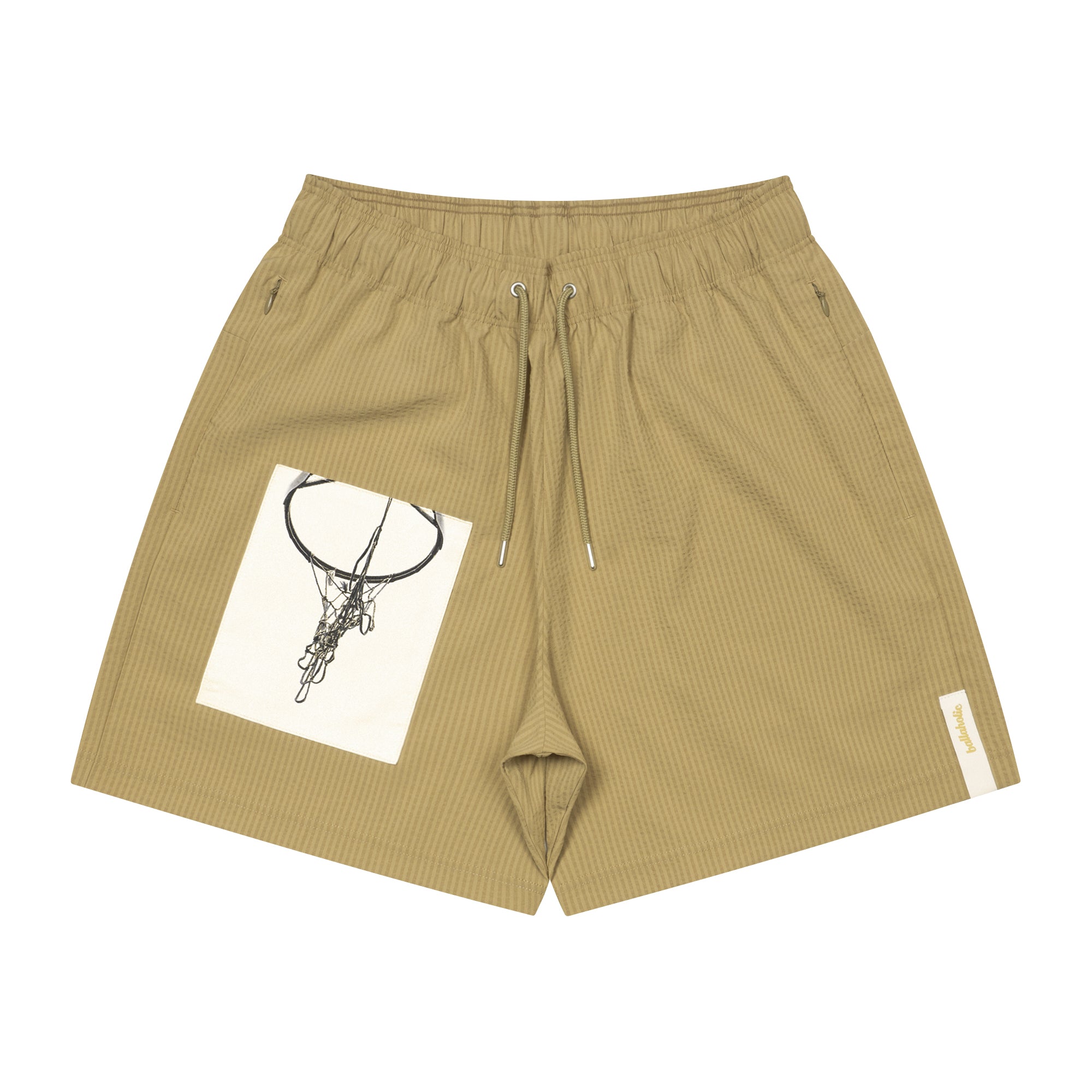 Seersucker Photo Zip Shorts (olive)