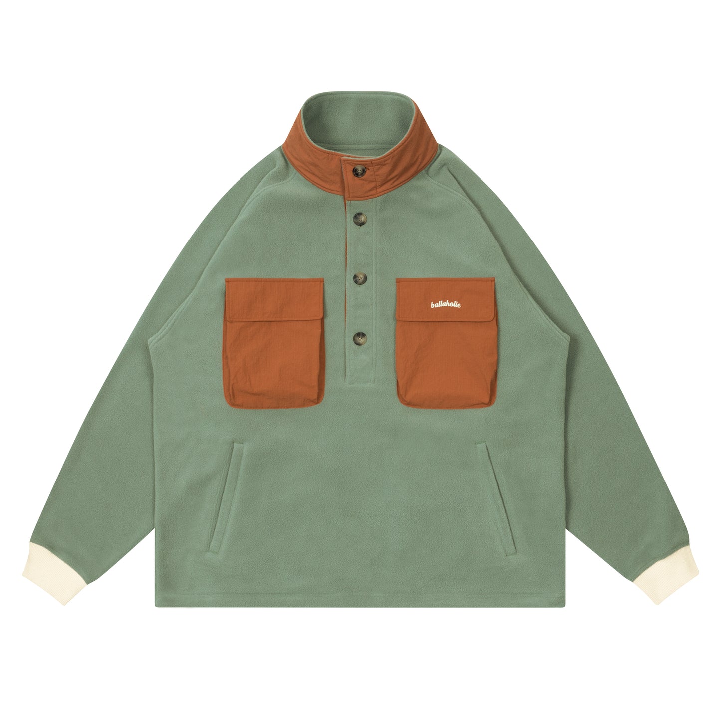 Fleece Half Button Pullover (slate green)