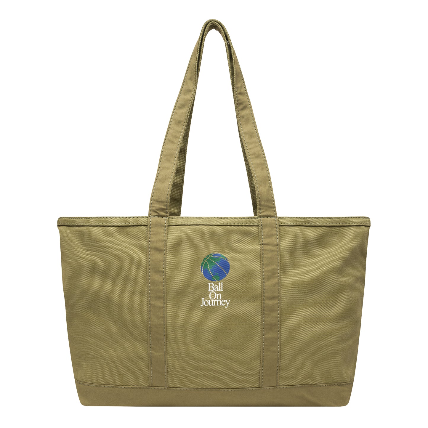 Ball On Journey Logo Canvas Tote Bag (olive) L