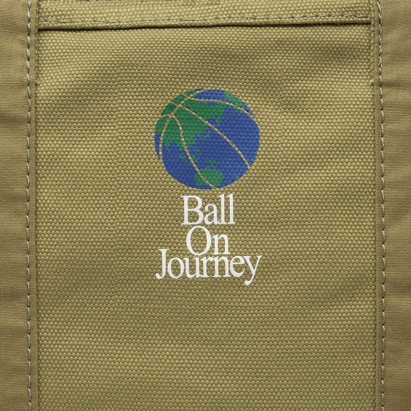 Ball On Journey Logo Canvas Tote Bag (olive) M