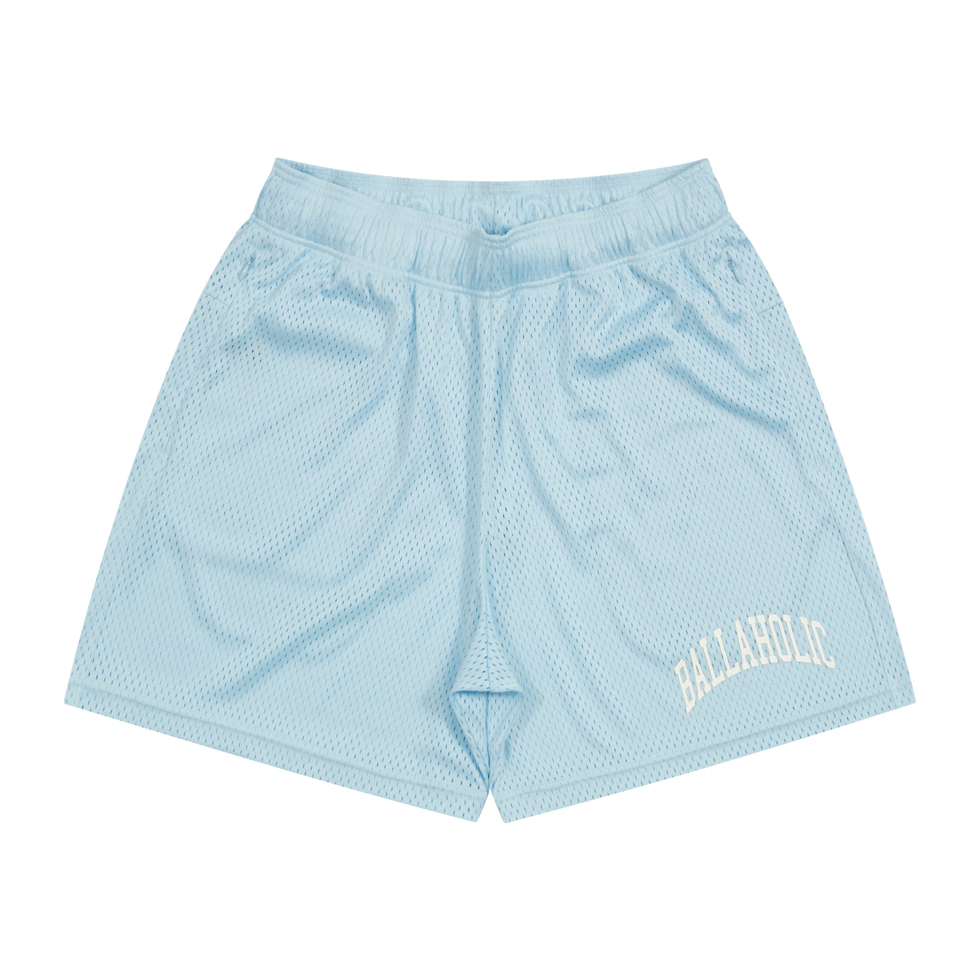 College Logo Mesh Zip Shorts (light blue) – ballaholic