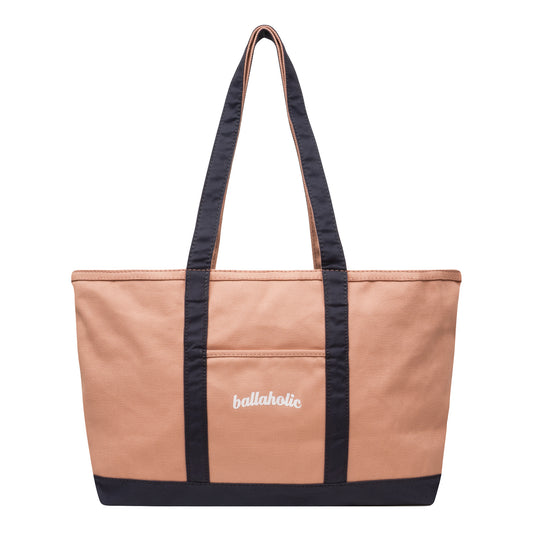 Ball On Journey Logo Canvas Tote Bag (dusty rose/navy) L