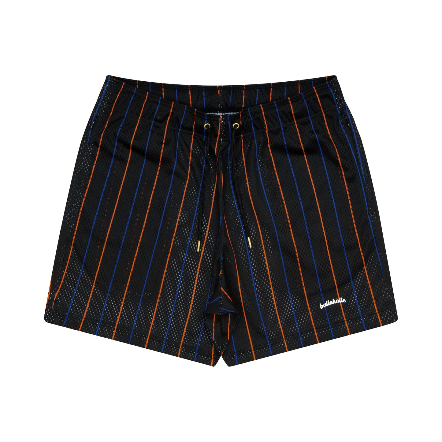 Stripe Mesh Zip Shorts (black/blue/orange)