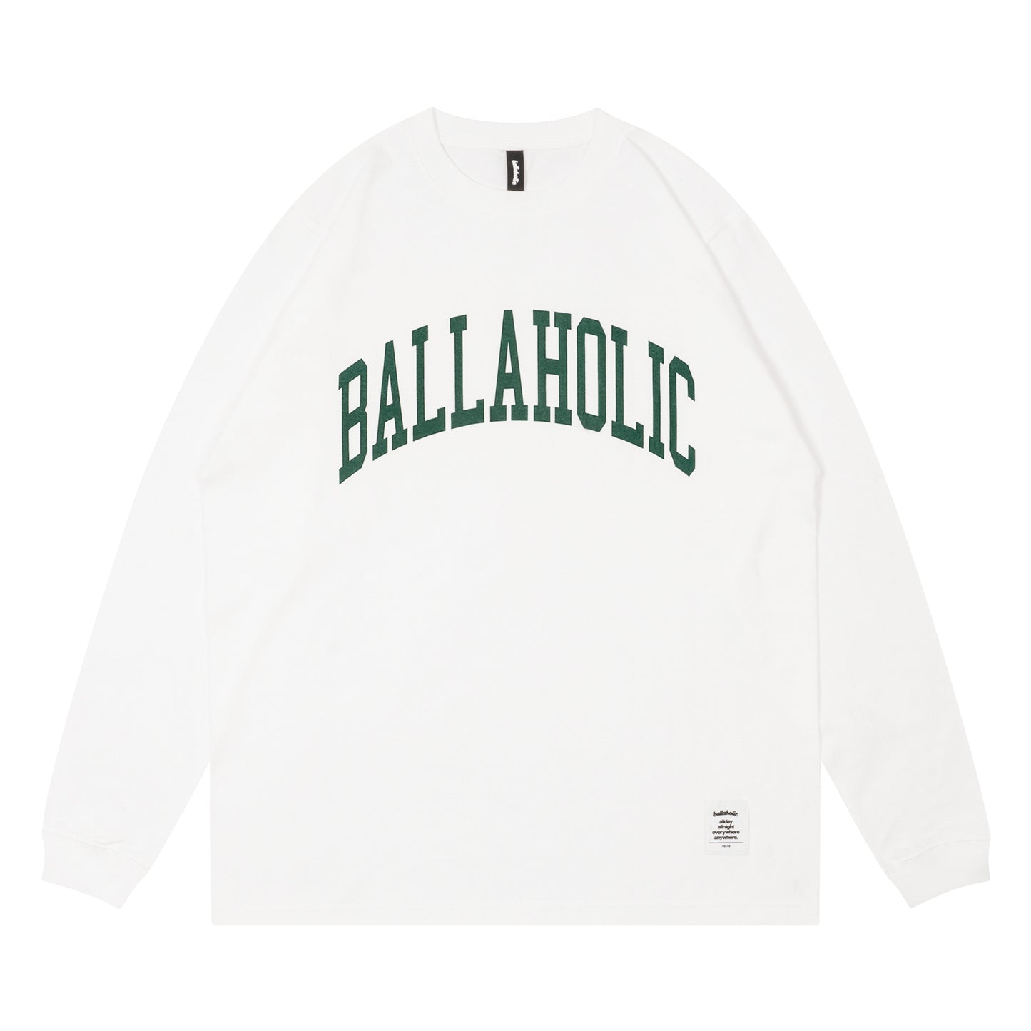 College Logo Long Tee (white/forest green)