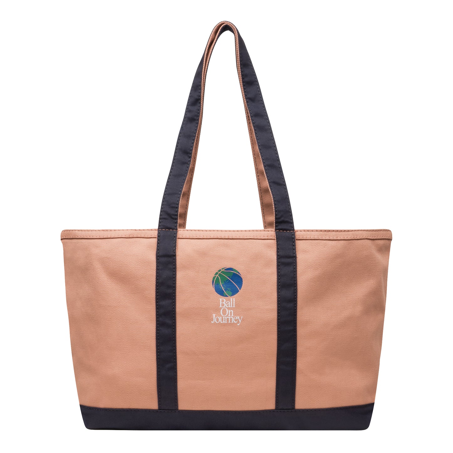 Ball On Journey Logo Canvas Tote Bag (dusty rose/navy) L