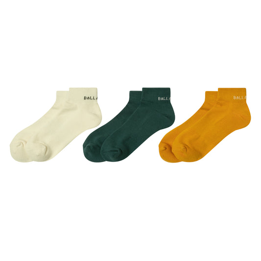 Everyday 3-Pack Short Socks (ivory/dark green/golden orange)