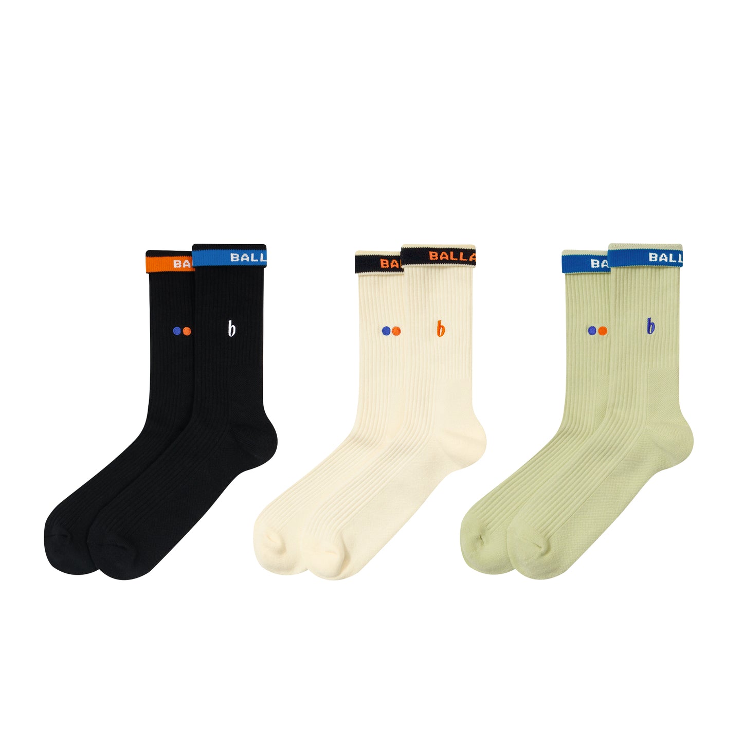 W Face 3-Pack Socks (black, ivory, lime cream)