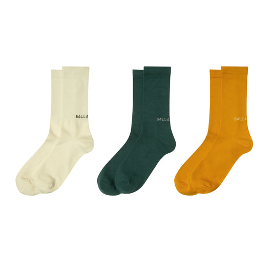 Everyday 3-Pack Socks (ivory/dark green/golden orange)