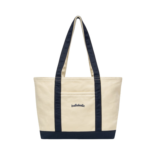 Playground Basketball Logo Canvas Tote Bag M (natural/navy)