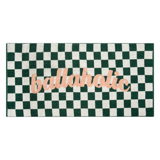 Checker Logo Bath Towel (dark green/white/light pink)