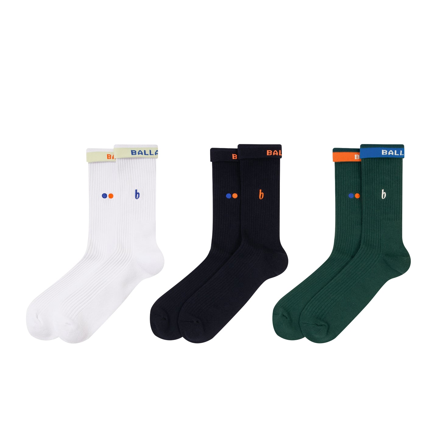 W Face 3-Pack Socks (white, navy, dark green)