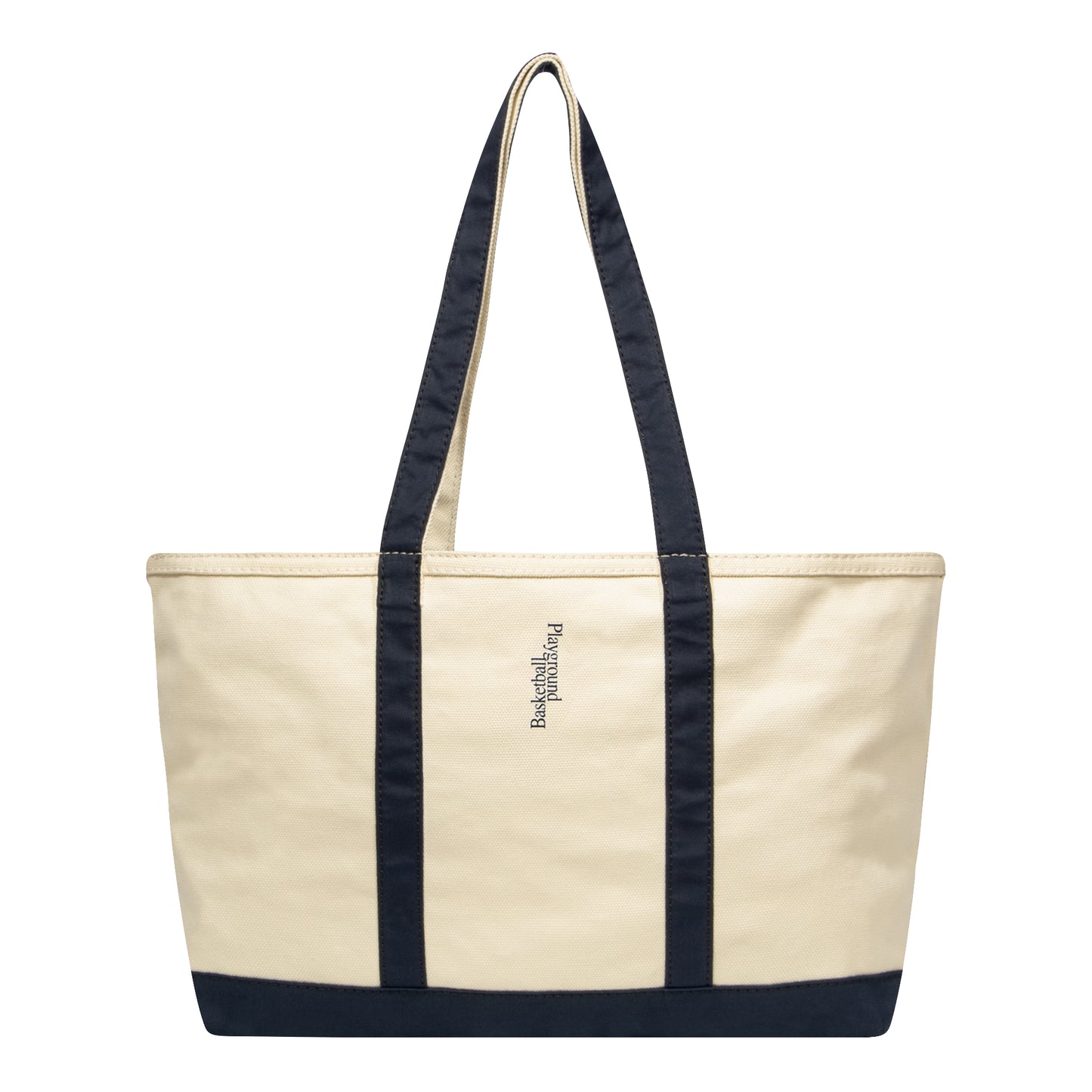 Playground Basketball Logo Canvas Tote Bag L (natural/navy)