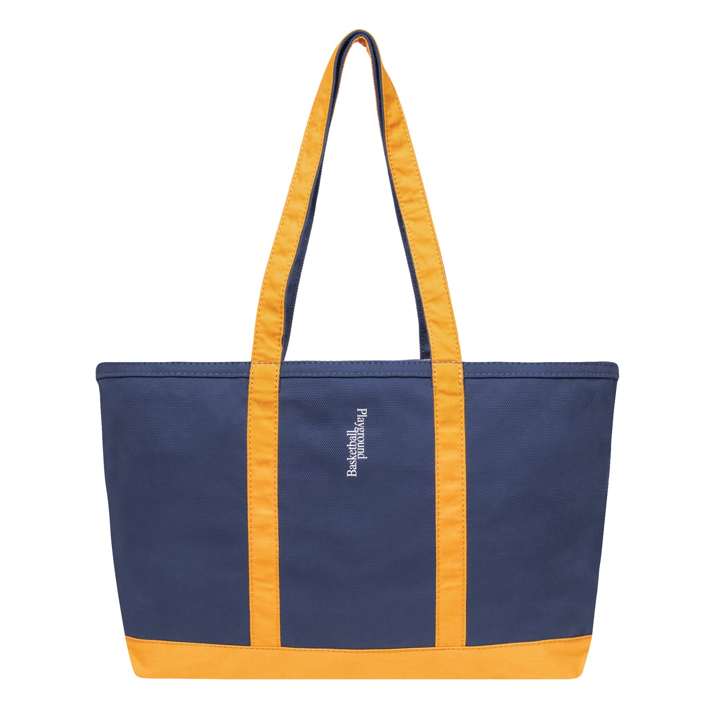 Playground Basketball Logo Canvas Tote Bag L (navy/yellow)