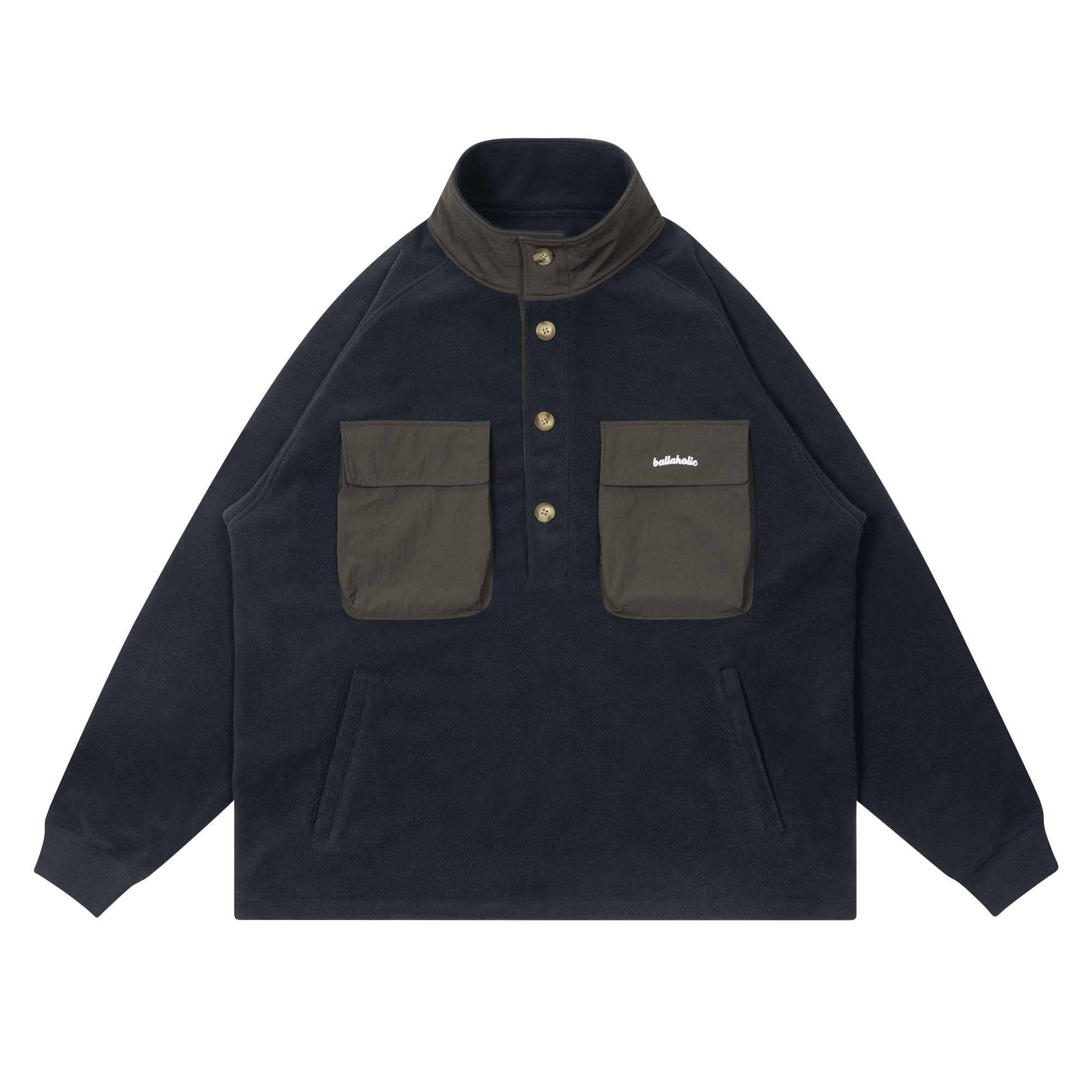 Fleece Half Button Pullover (dark navy) – ballaholic