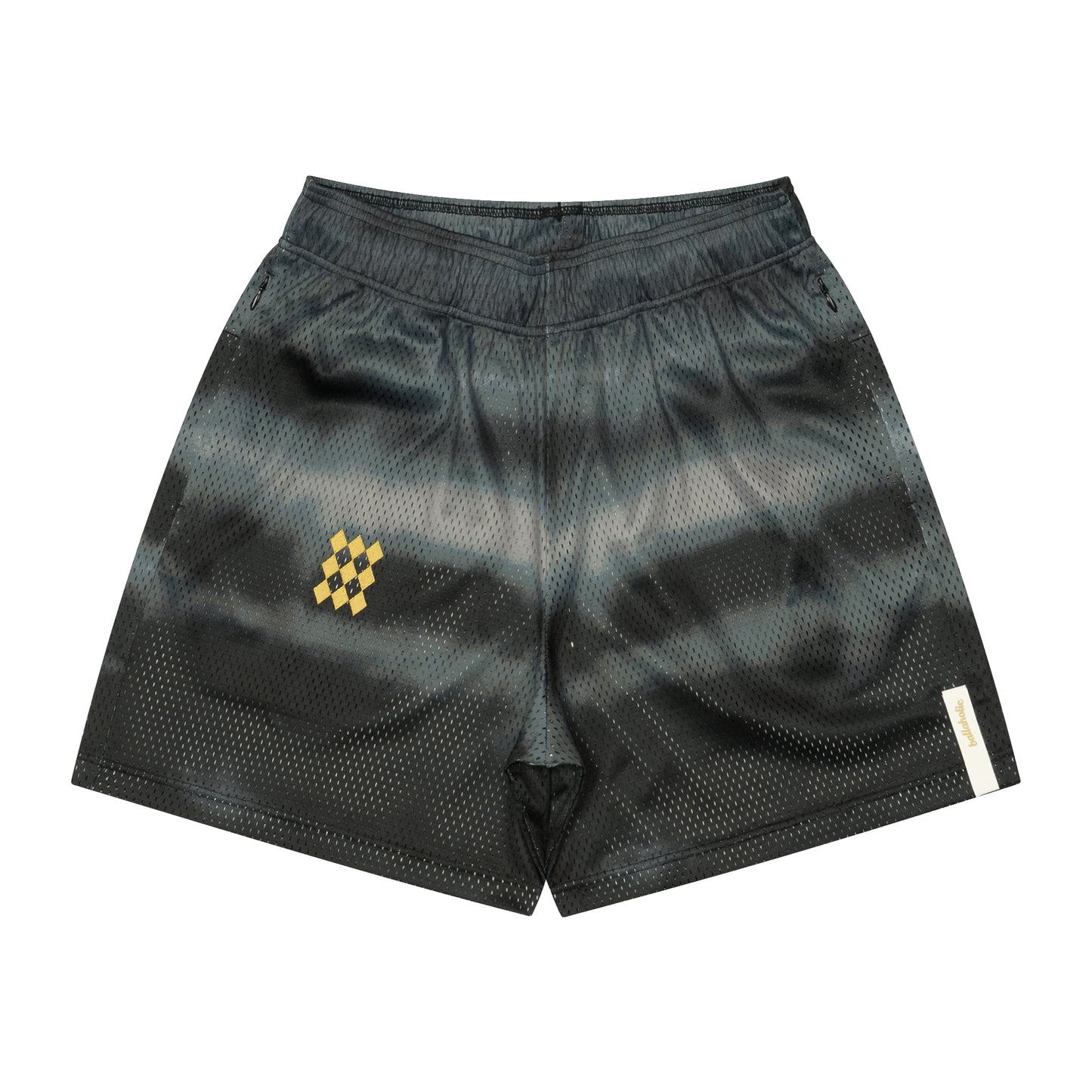 Tides Pattern Mesh Zip Shorts (black)