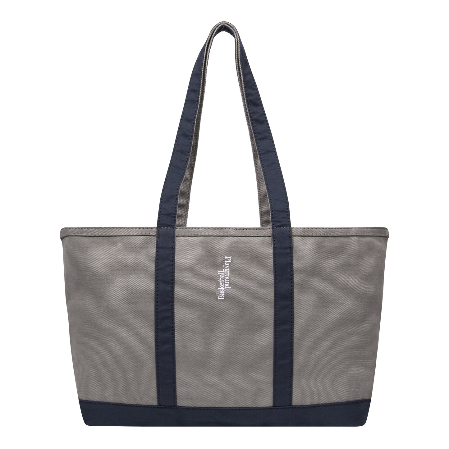 Playground Basketball Logo Canvas Tote Bag L (gray/navy)