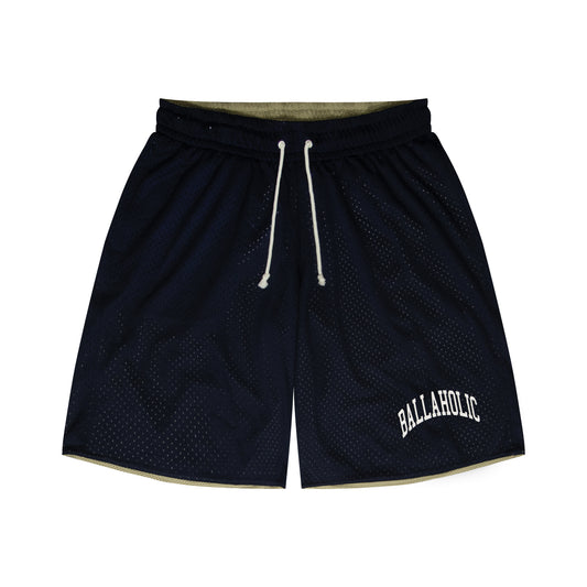 College Logo - STREETMOVE Mesh Zip Shorts (navy/taupe)