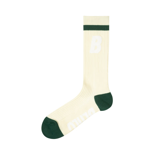 B Socks (ivory/white/dark green)