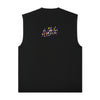 blhlc Back Print No Sleeve Tops (black/flower pink mosaic)