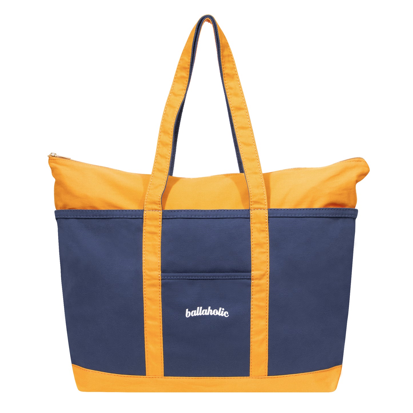 Playground Basketball Logo Canvas Tote Bag L (navy/yellow)