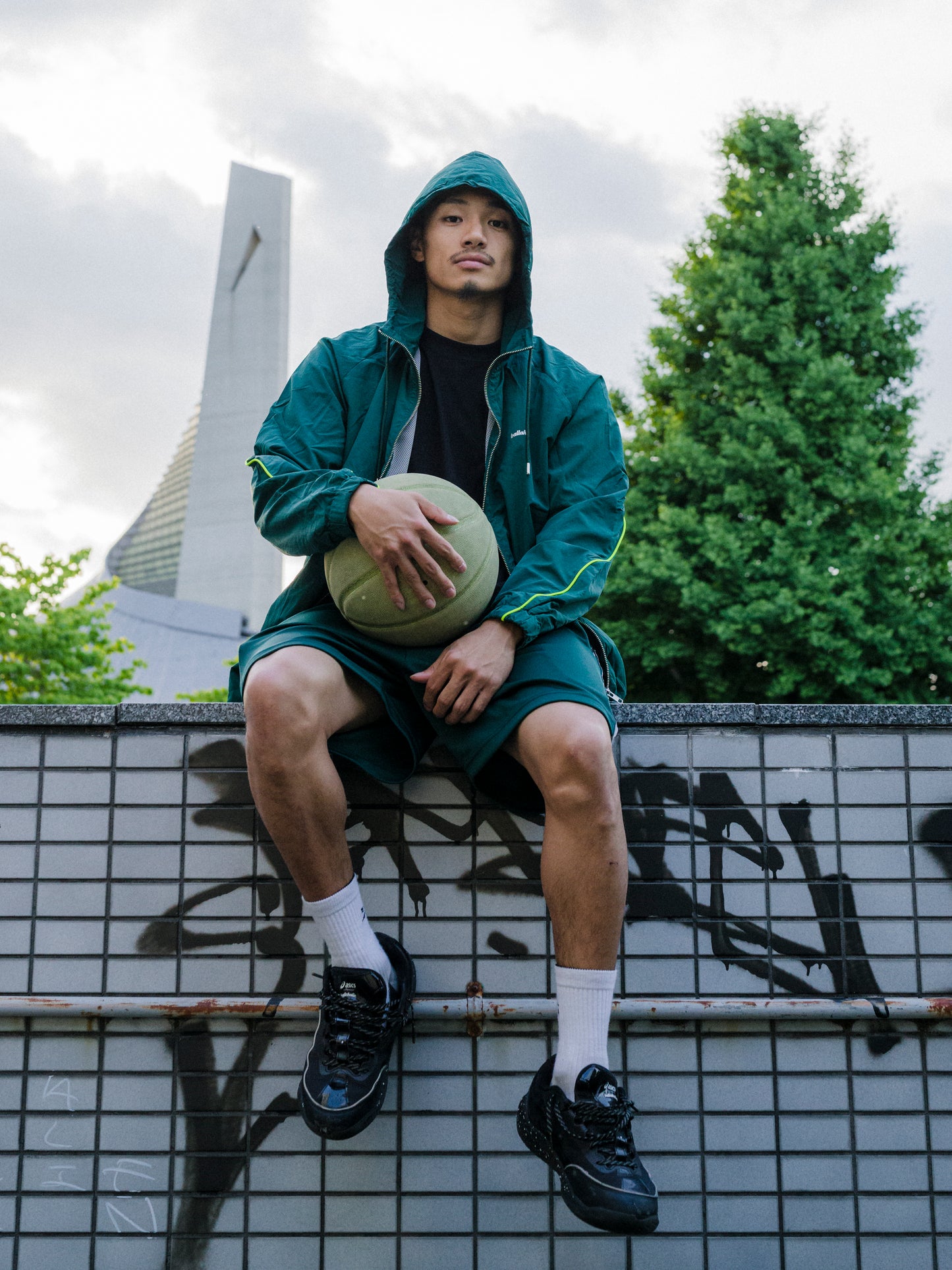 Side-Tape Jersey Shorts (dark green)