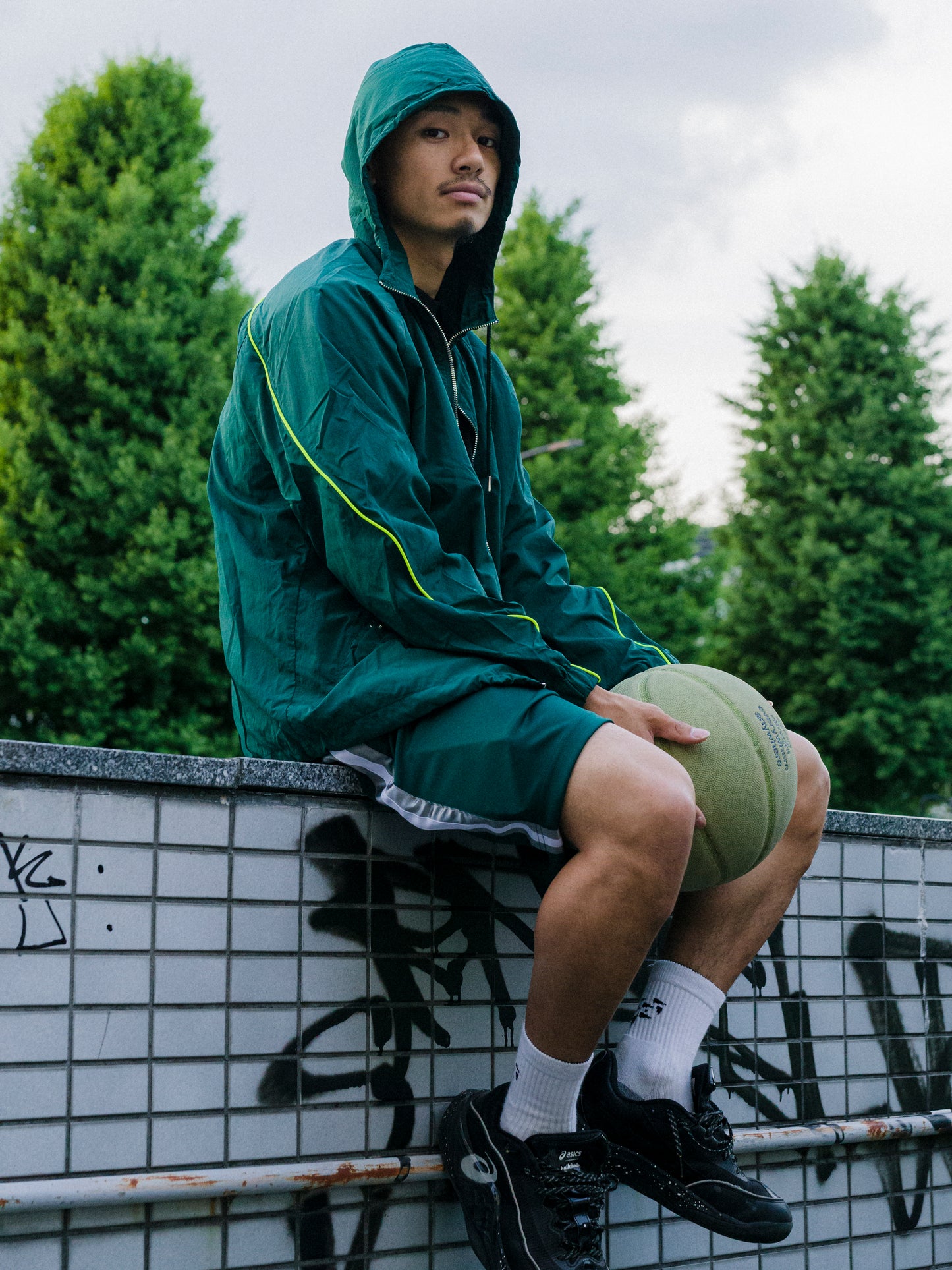 Side-Tape Jersey Shorts (dark green)