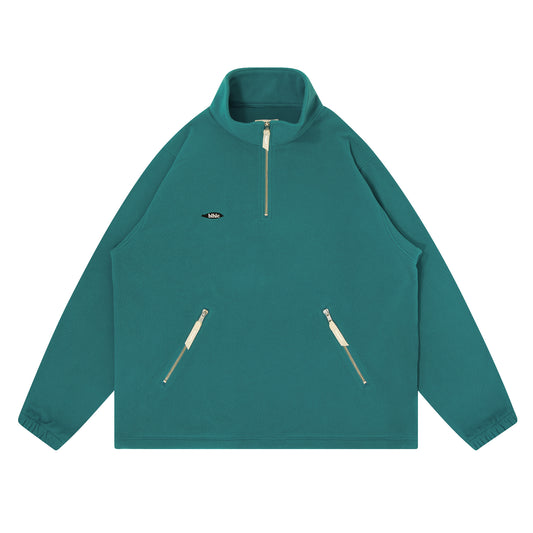 Ball Panel Logo Fleece Half Zip Pullover (teal blue)