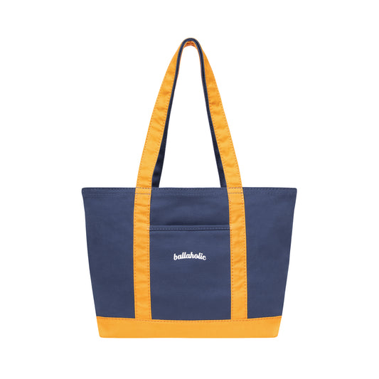 Playground Basketball Logo Canvas Tote Bag M (navy/yellow)