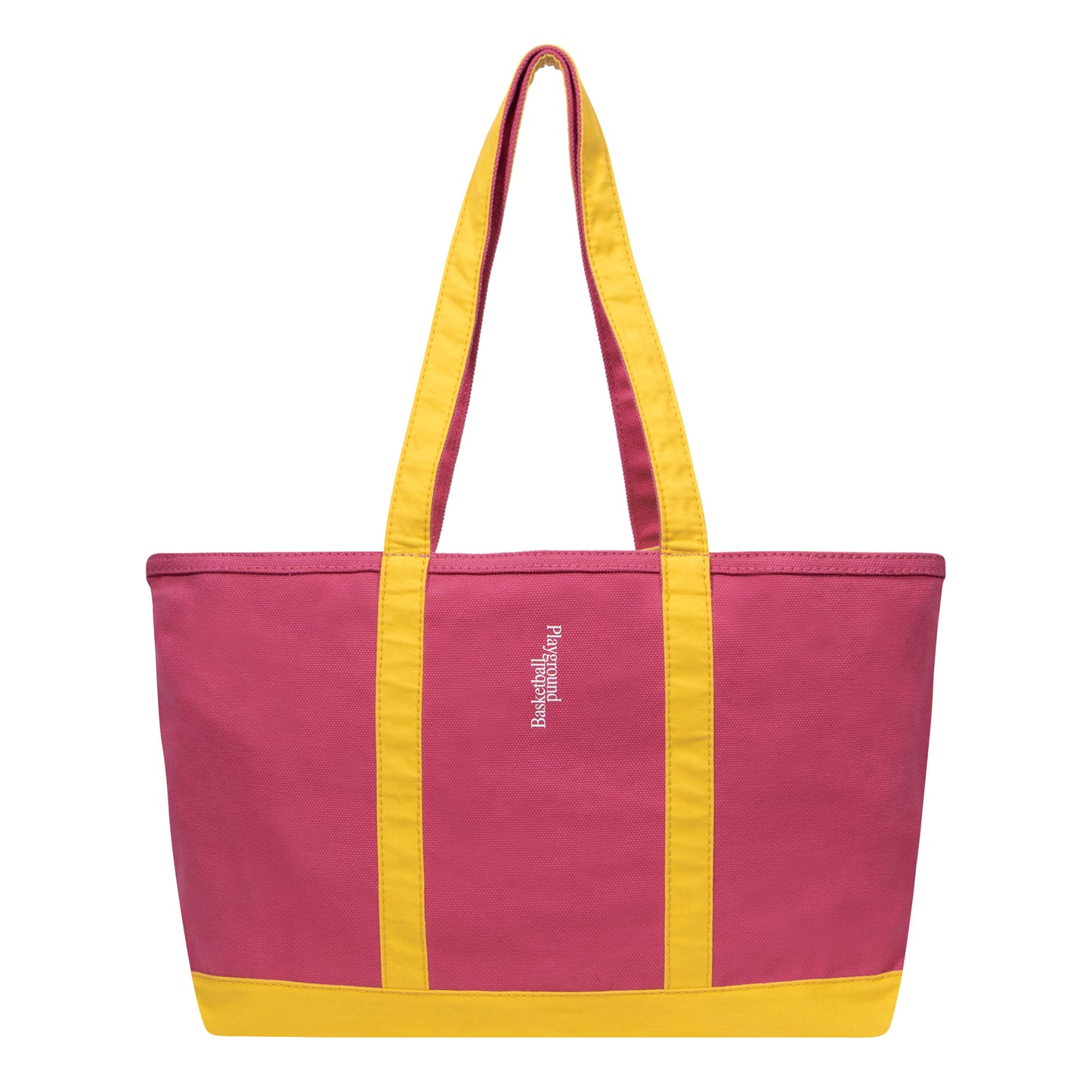 Playground Basketball Logo Canvas Tote Bag L (pink/yellow)