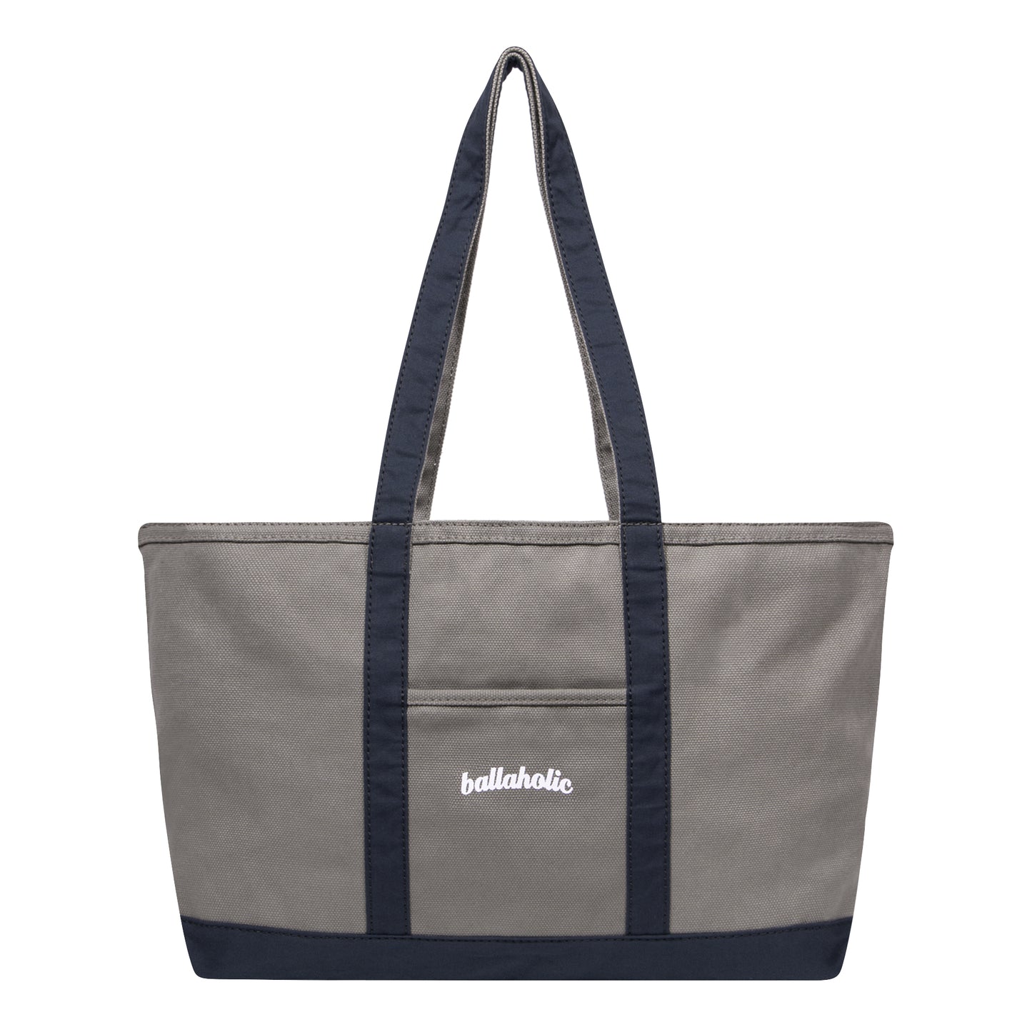 Playground Basketball Logo Canvas Tote Bag L (gray/navy)