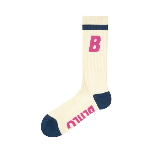 B Socks (ivory/pink/navy blue)