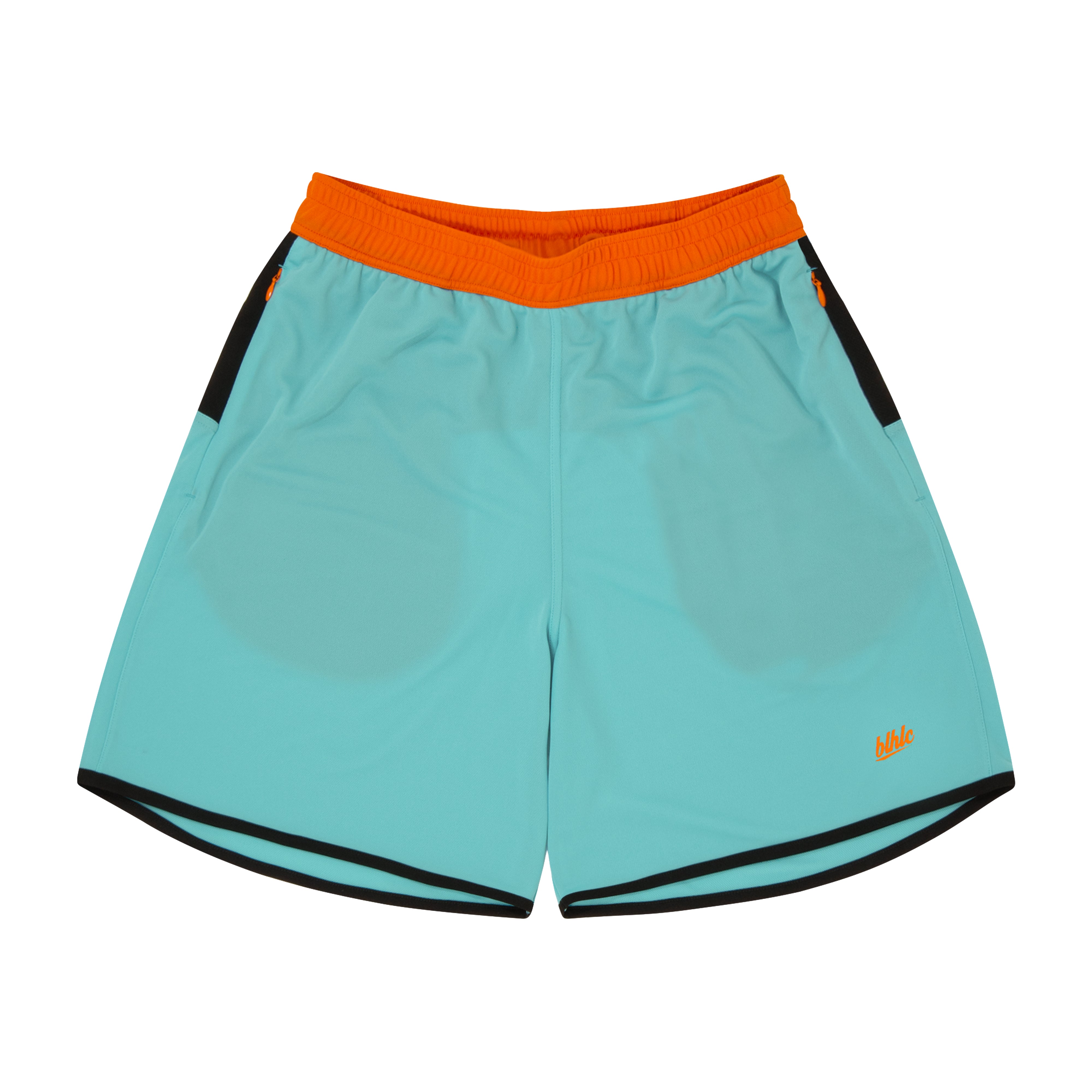 ウェア ballaholic PICKUP PLAYGROUND zip shorts Color Blocked Zip Shorts (aqua blue/black/orange) – ballaholic