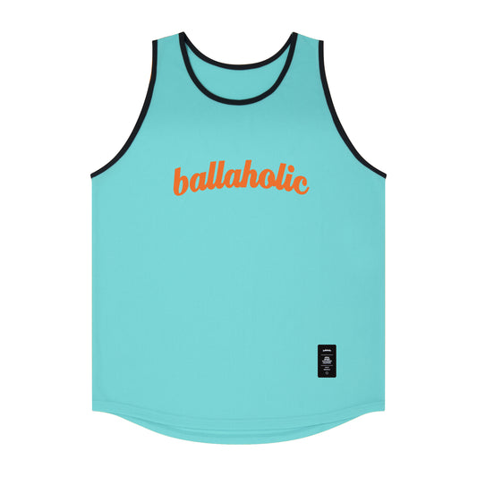 Color Blocked Logo Tank Top (aqua blue/black/orange)