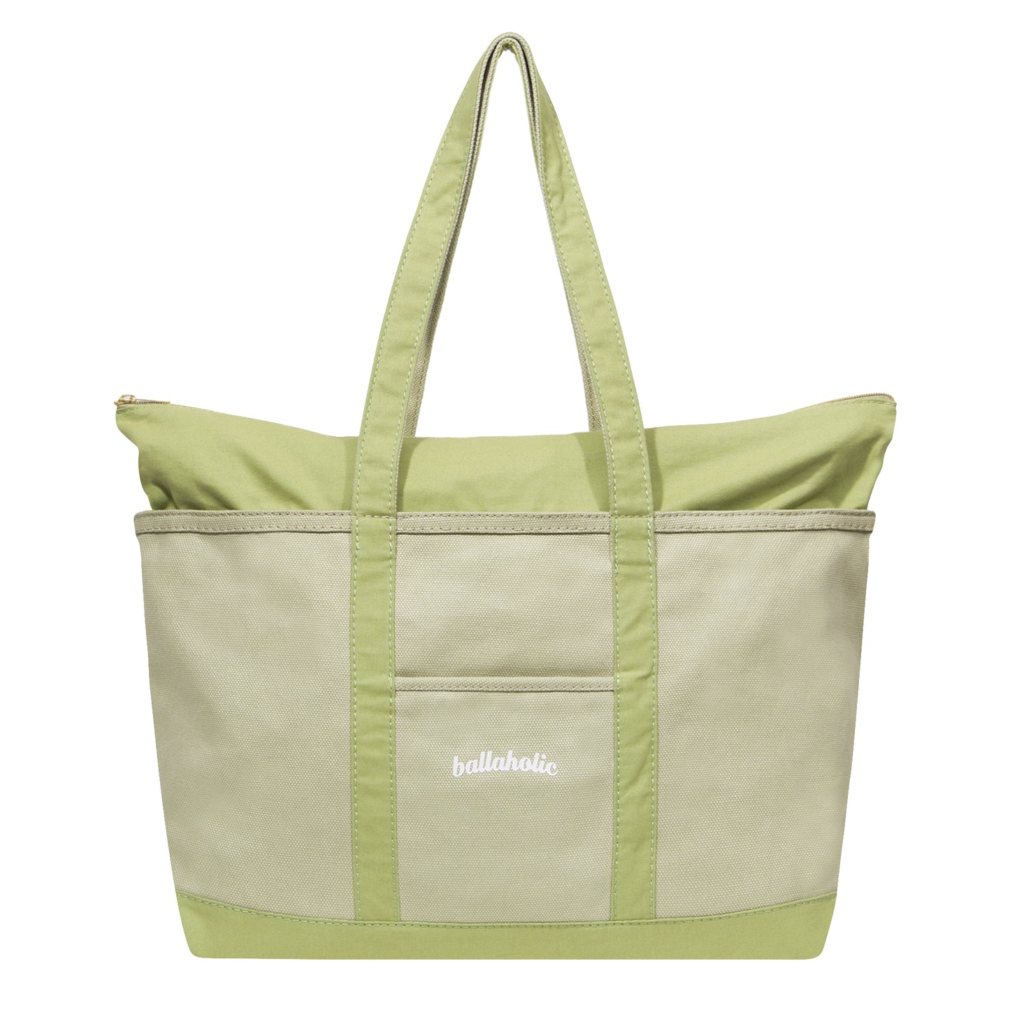 Playground Basketball Logo Canvas Tote Bag L (sage green)