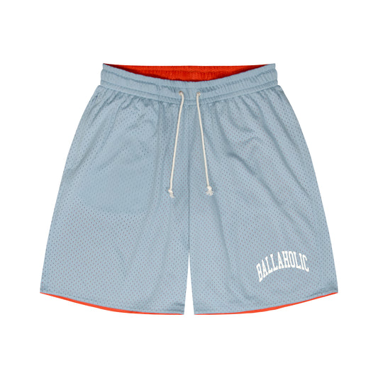 College Logo - STREETMOVE Mesh Zip Shorts (light blue/orange)