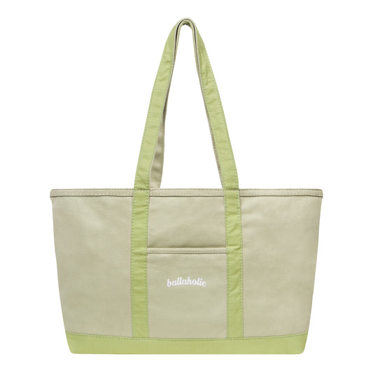 Playground Basketball Logo Canvas Tote Bag L (sage green)