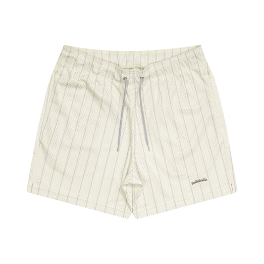 Stripe Mesh Zip Shorts (ivory/gray)