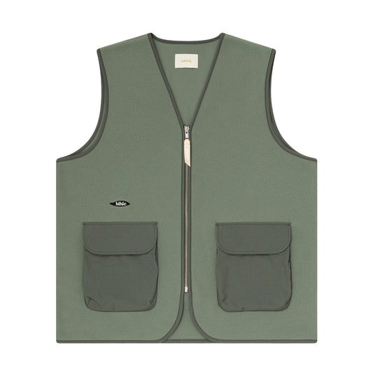 Ball Panel Logo Fleece Zip Vest (slate green)