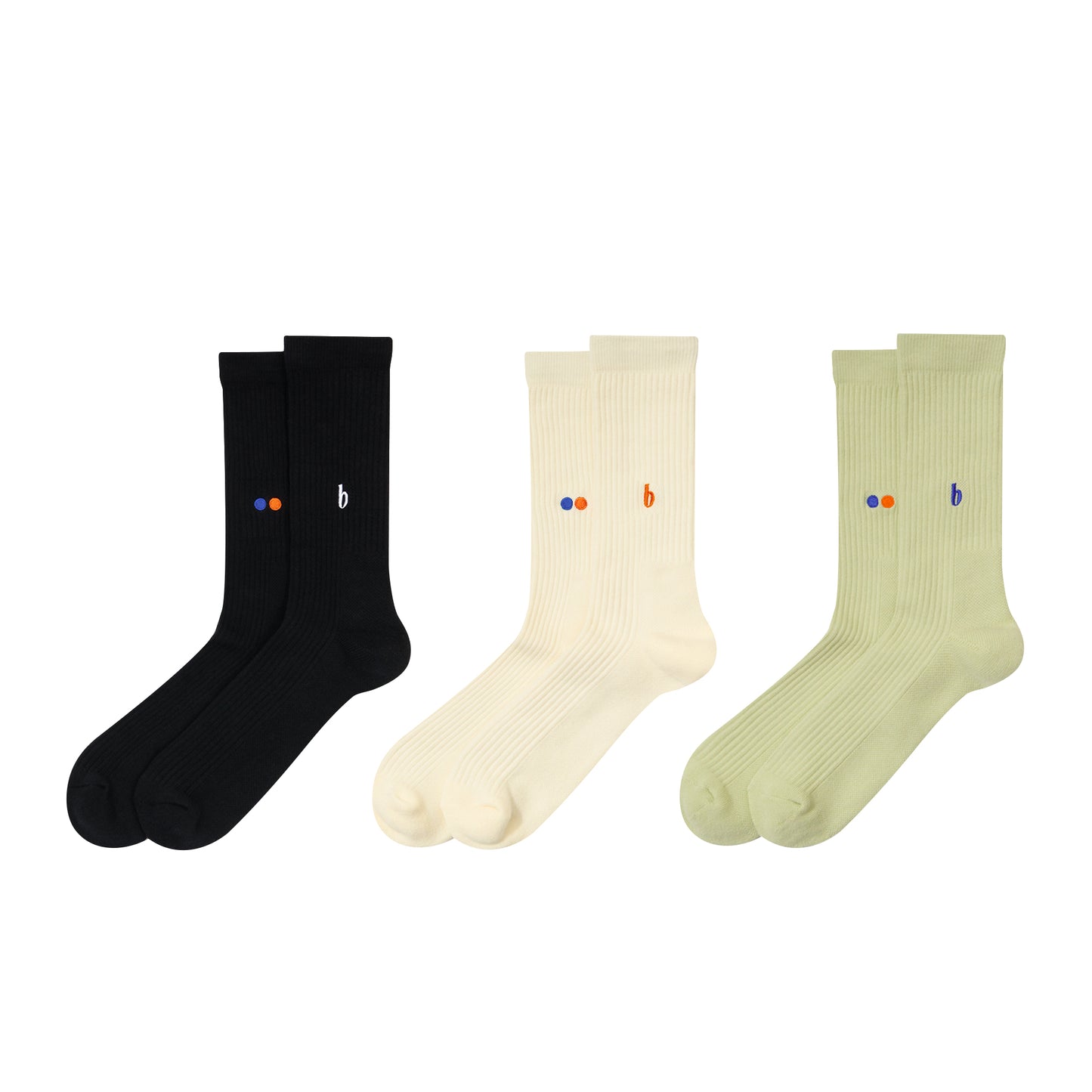 W Face 3-Pack Socks (black, ivory, lime cream)