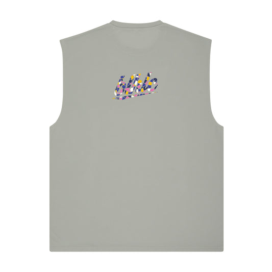 blhlc Back Print No Sleeve Tops (gray/flower pink mosaic)