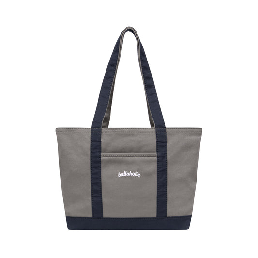 Playground Basketball Logo Canvas Tote Bag M (gray/navy)