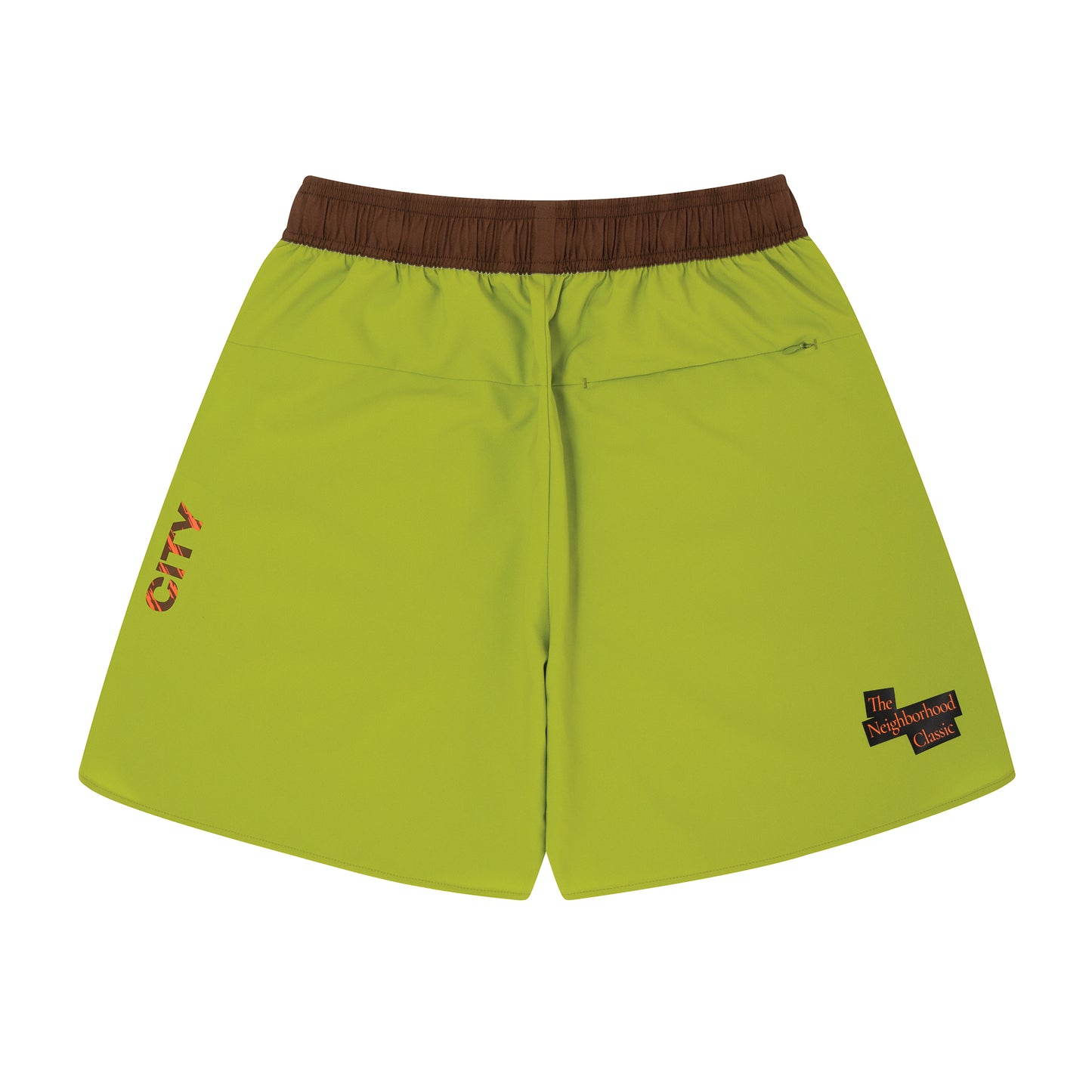 The Neighborhood Classic Zip Shorts (lime/brown)