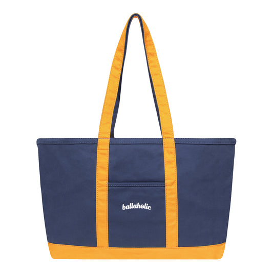 Playground Basketball Logo Canvas Tote Bag L (navy/yellow)